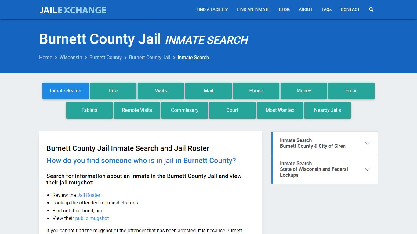 Inmate Search: Roster & Mugshots - Burnett County Jail, WI